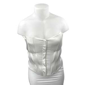Zara Women's White Sleeveless Strapless Bandeau Corset Crop Tank Tube Top Sz XL